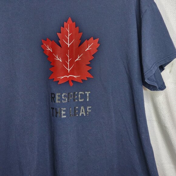 Gildan Heavy Cotton Navy Blue Respect the Leaf with Red Maple Leaf Motif Tee XL - Picture 16 of 16